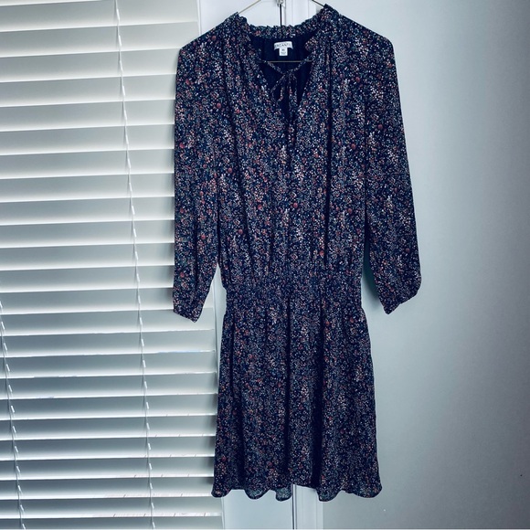 Flirty Floral Dress, Navy with Pink, Women's Size 2 (XS) J. Crew Mercantile - Picture 3 of 12